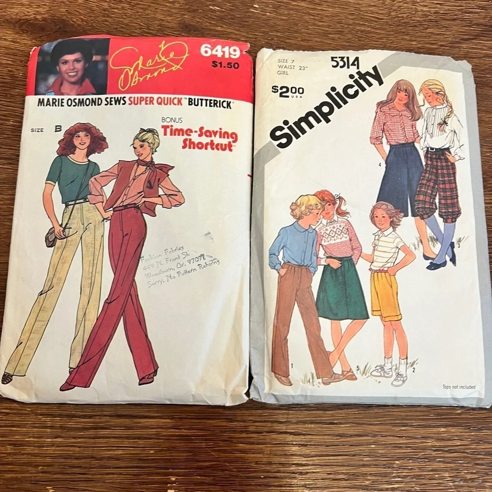 Lot of 2 Vintage Sewing Patterns Marie Osmond Butterick #6419 & Simplicity #5314